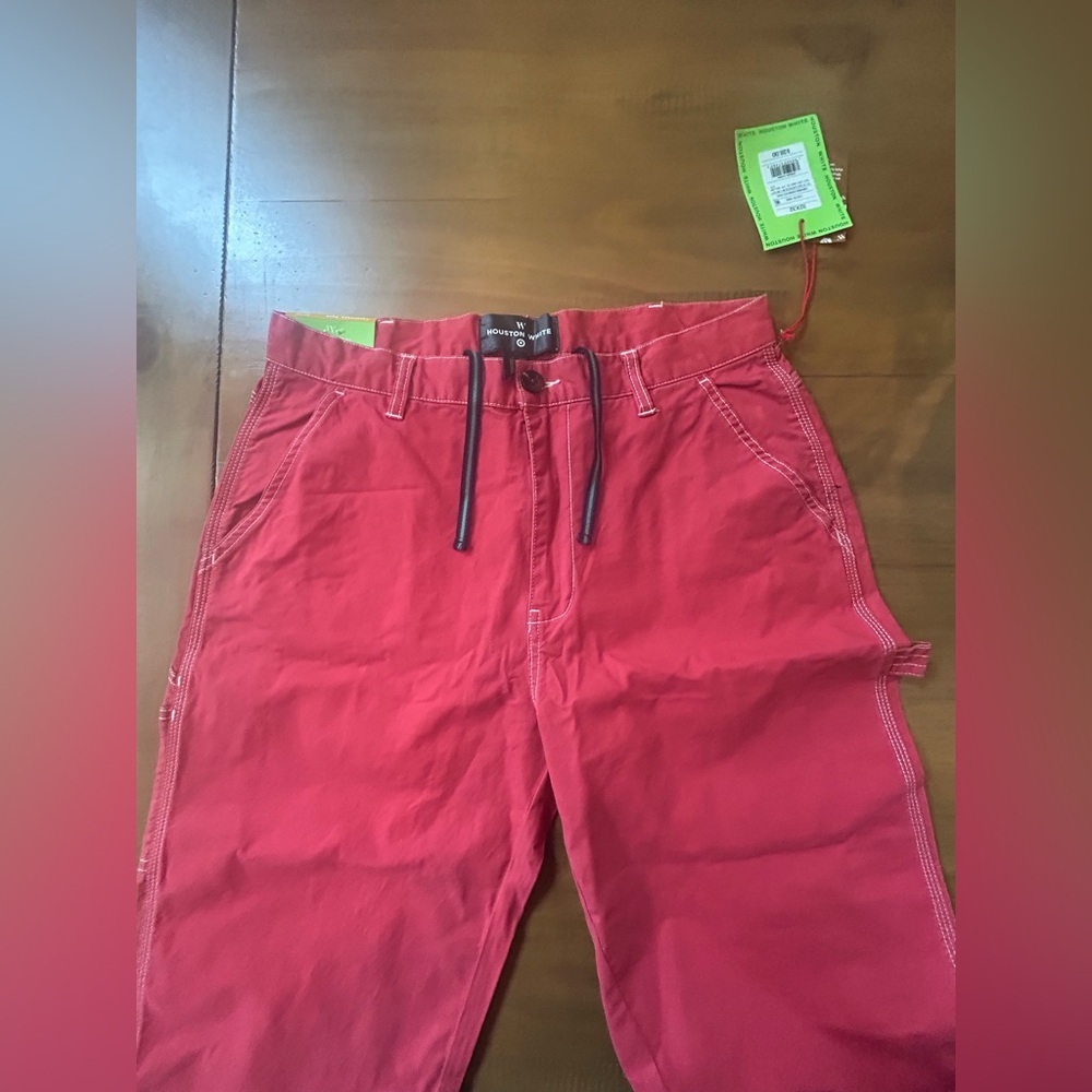 Houston white pink/Red Cargo Pants with Drawstring Waist - Picture 4 of 13